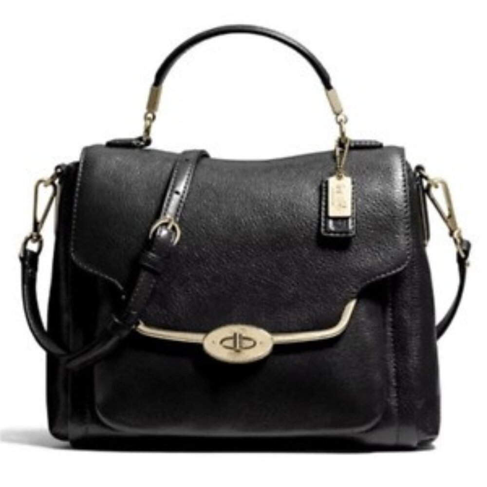 Euc Coach Sadie Madison Black Leather Shoulder Bag Purse